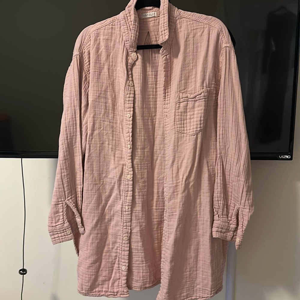 Free people oversized linen button down